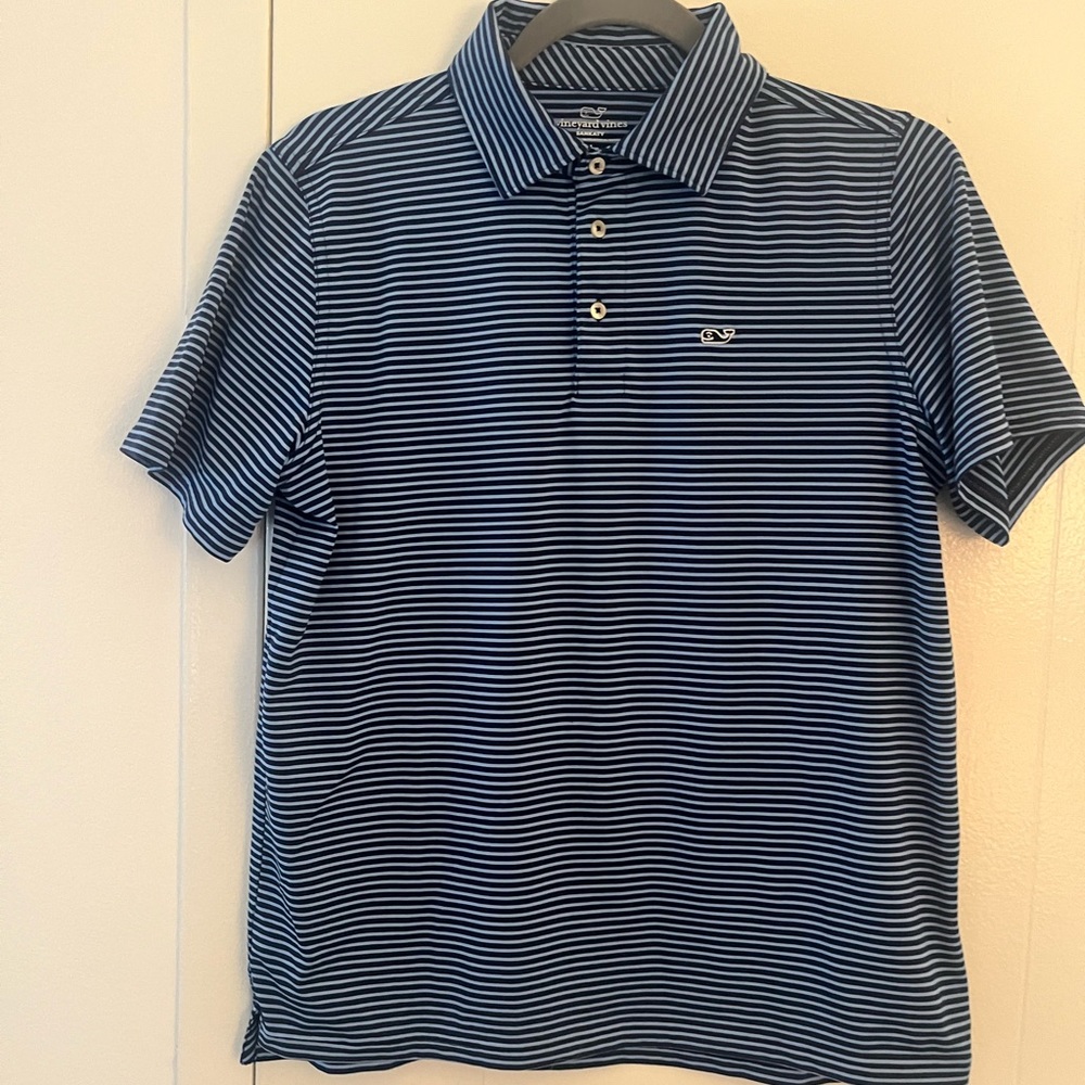 Vineyard Vines Men's Blue Striped Polo Shirt